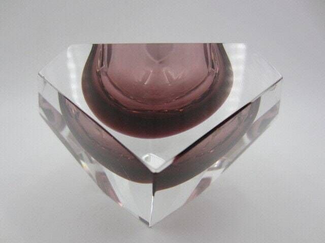 Mandruzzato Murano Sommerso Pink Space Age Geometric Art Glass Bowl Italy photo buy