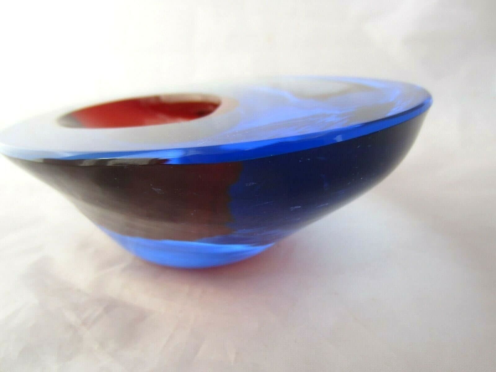 Da Ros Cenedese Art Glass Designer Bowl Sommerso Blue / Red Space Age Murano photo Home Decor