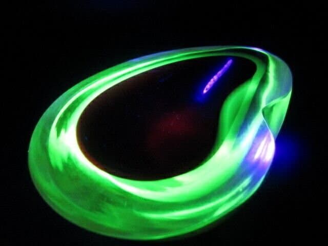 Kidney Shape Murano Sommerso Geode Red Art Glass Bowl "The Glowing Uranium Bowl"