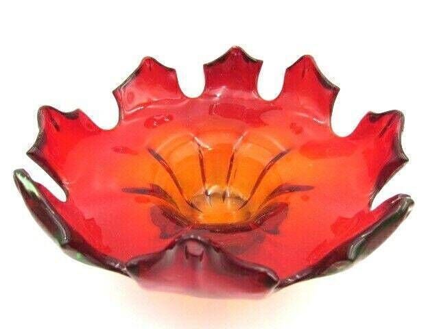 Flame Sculpture Bowl Modernist Mcm Murano Sommerso Amberina Uranium Art Glass photo 308.0