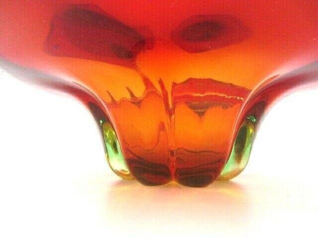 photo furniture Flame Sculpture Bowl Modernist Mcm Murano Sommerso Amberina Uranium Art Glass