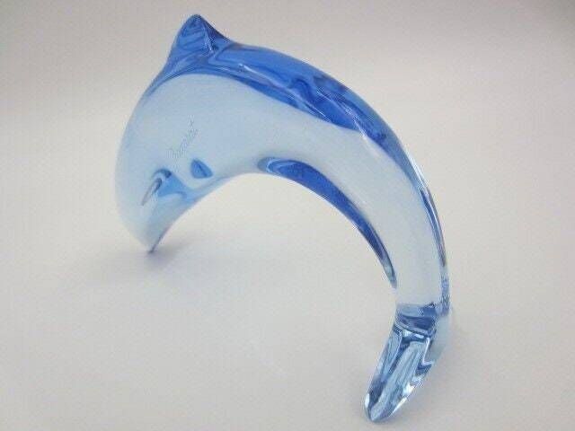 Baccarat France Blue Crystal Diving Dolphin Sculpture photo Home Decor