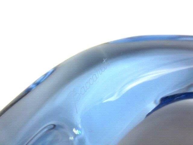 Baccarat France Blue Crystal Diving Dolphin Sculpture photo vinterior