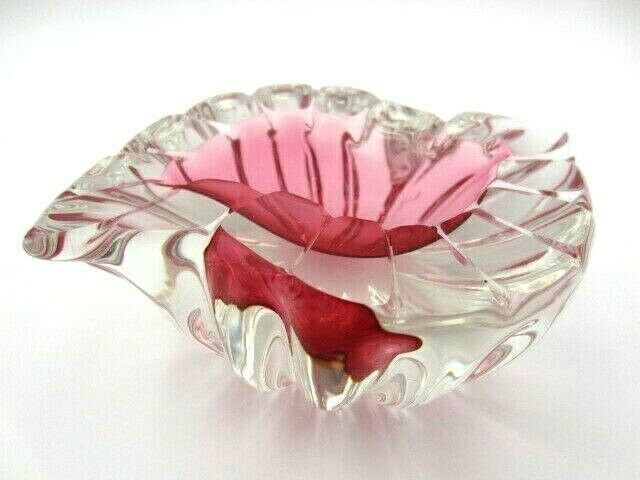 Oball Pink Teardrop Shaped Art Glass Geode Murano Sommerso Bowl photo buy