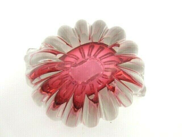 Oball Pink Teardrop Shaped Art Glass Geode Murano Sommerso Bowl photo vintage