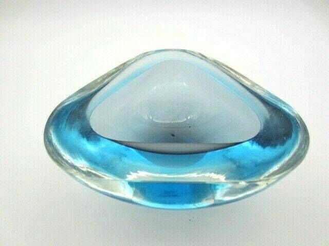 Murano Poli Seguso Turquoise Reflective Green Glow Art Glass Sommerso Geode Bowl photo 85.0
