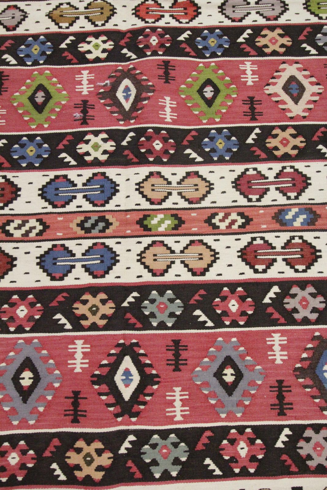 Traditional Antique Rug Pirot Kilim Handwoven Striped Wool Area Rug photo for sale