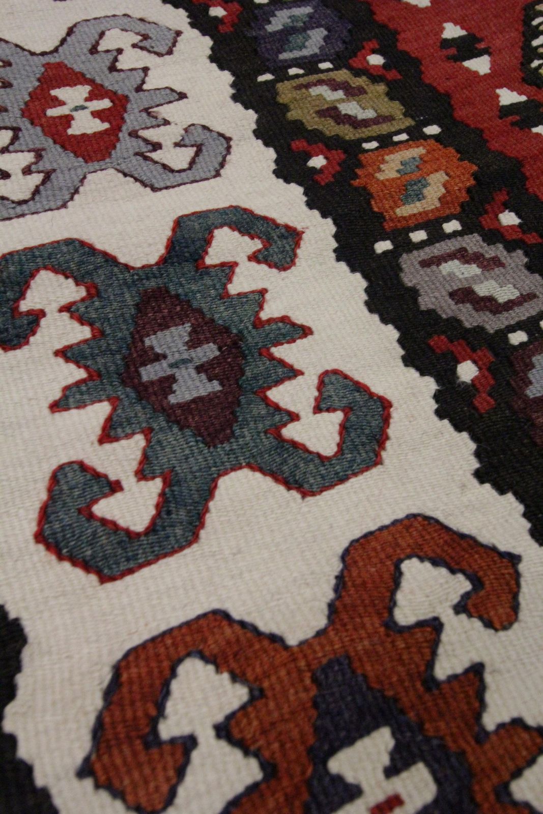 Handwoven Rug Oriental Kilim Geometric Red Wool Flat Woven Rug photo 2800.0