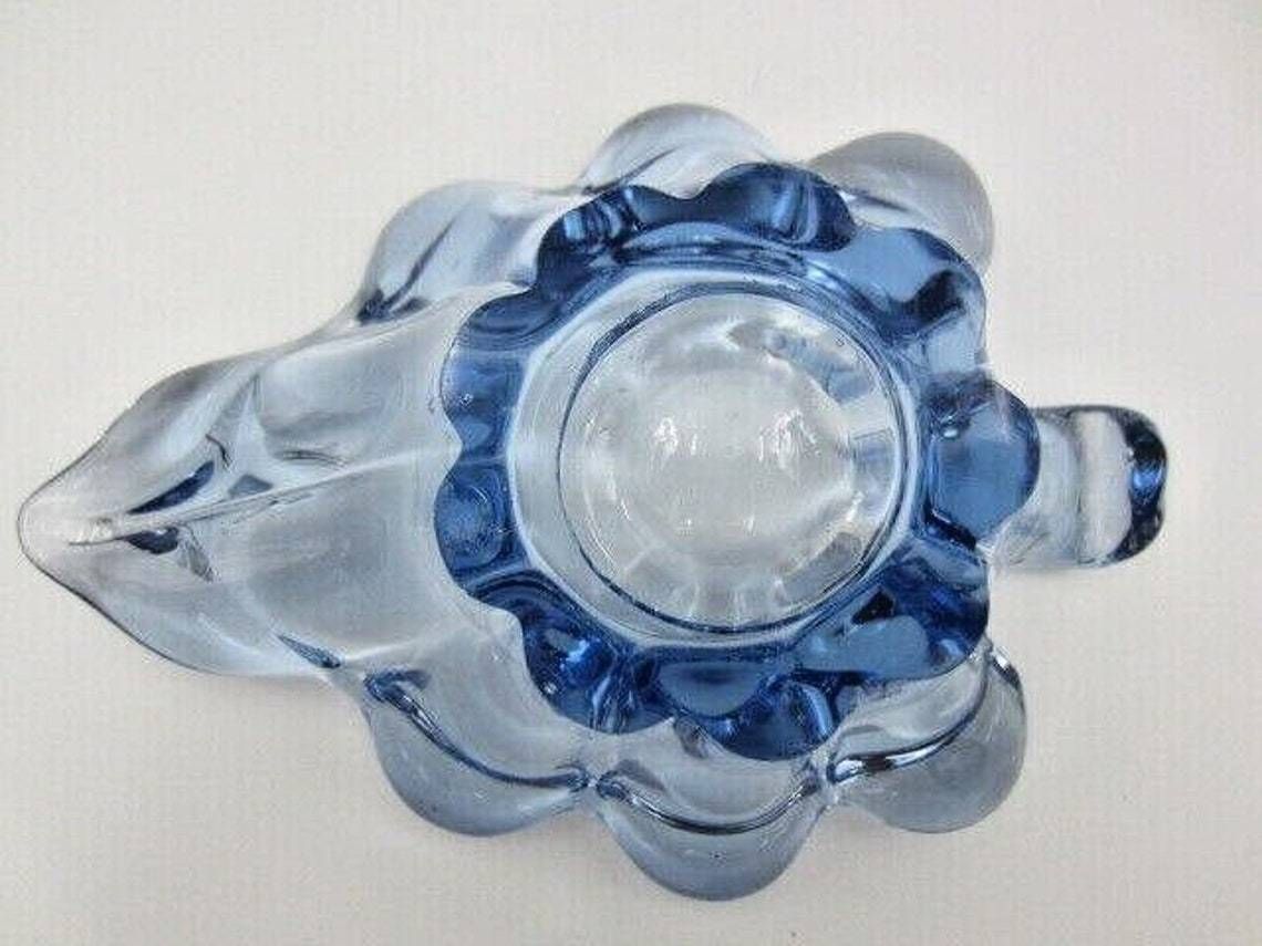 Blue Mid Century Art Glass Leaf Shape Bowl Sommerso Poli Seguso Era 60’s photo vinterior