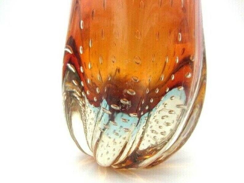 Murano 41cm Tall Red Amberina Venus Fly Trap Sommerso Art Glass Vase C1950s photo buy