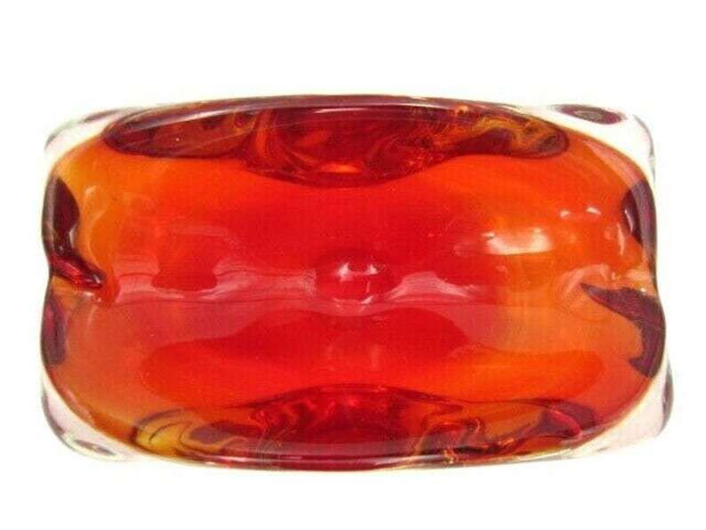 Red Lobed Murano Sommerso Art Glass Bowl Freeform Stunning Murano Sommerso photo Home Decor