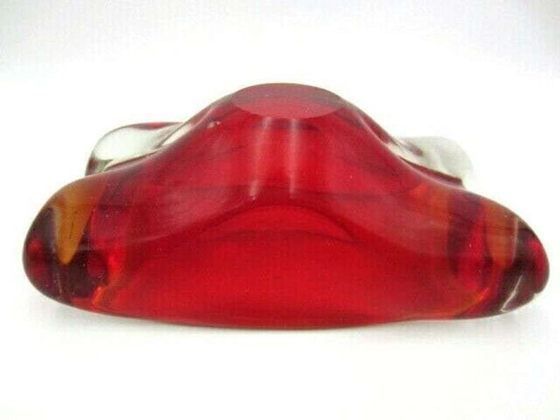 photo furniture Red Lobed Murano Sommerso Art Glass Bowl Freeform Stunning Murano Sommerso