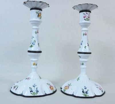 A Pair Of Bilston/Battersea Mid 18th Century Candle Sticks photo for sale