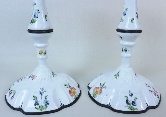A Pair Of Bilston/Battersea Mid 18th Century Candle Sticks photo Home Decor