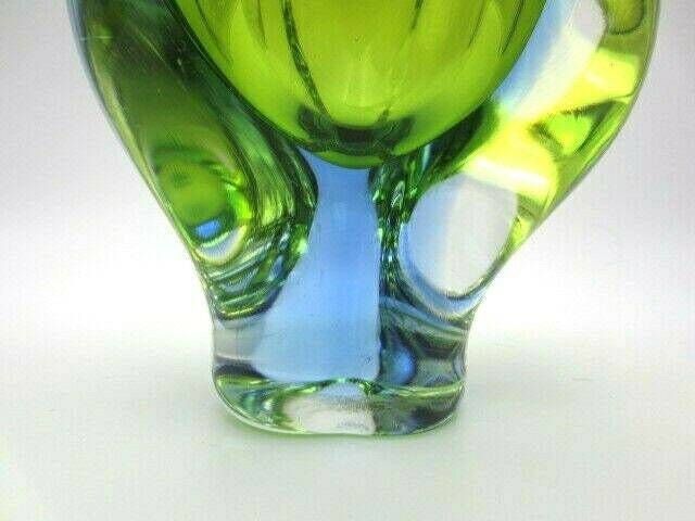 Beautiful Chribska Sommerso Style Green And Blue Art Glass Tulip Vase photo vinterior