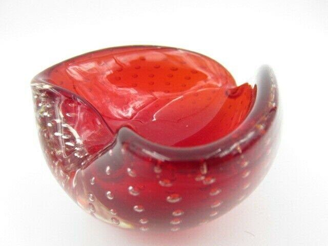 Love Heart Shape Murano Art Glass Sommerso Bubble Bowl Poli Seguso Era photo Home Decor