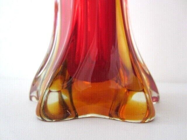 photo furniture Seguso Era .Art Glass Vase Shades Of Amberina Sommerso In Clear Glass Glows Uv