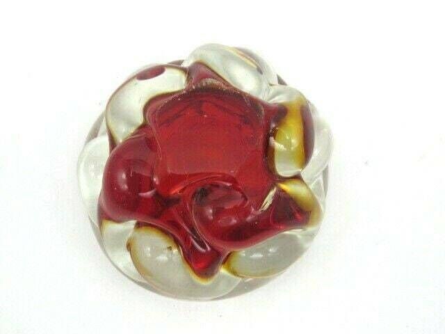 photo furniture Archimede Seguso Geode Sommerso Red Art Glass Jelly Mould Geode Murano Bowl 50s