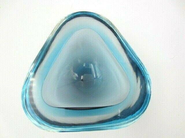 Space Age Turquoise Blue Sommerso Art Glass Geode Bowl Murano Barbini Seguso Era photo vintage