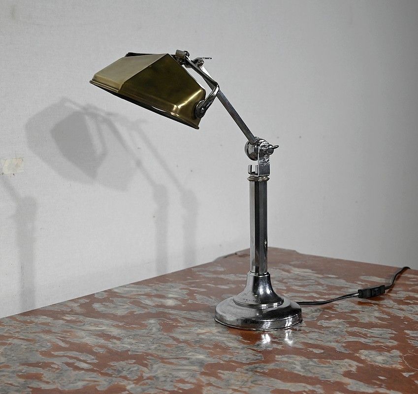 Metal Desk Lamp, After The Pirouett' Model, Art Deco, 1930 photo for sale