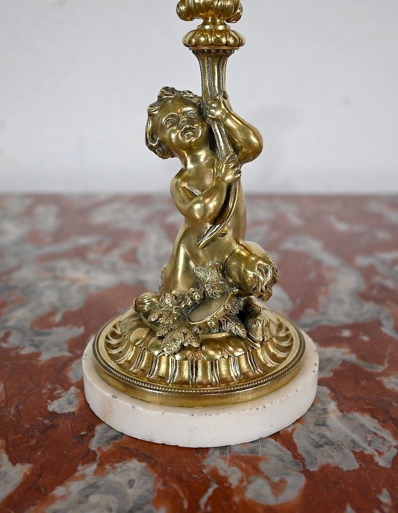 Home Decor Pair Of Candlesticks In Gilt Bronze, Napoleon III Period, Mid 19th Century photo