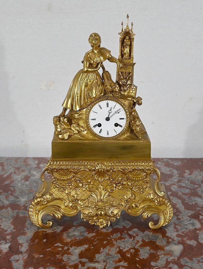 Clock In Gilded Bronze, Napoleon III Period, Mid 19th Century