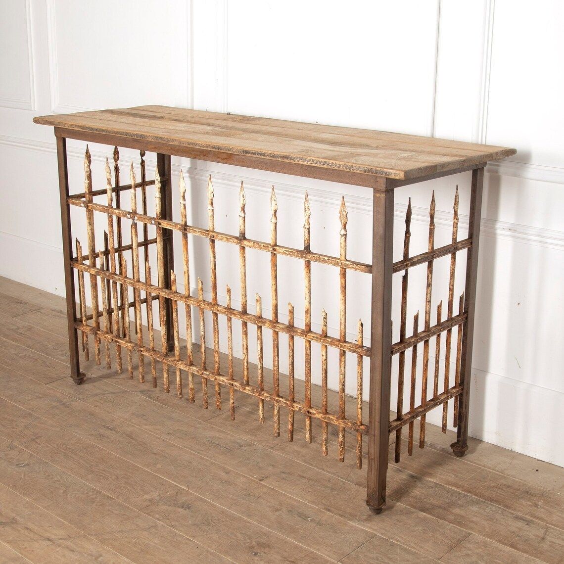 Fabulous Antique Early 20th Century French Wrought Iron And Wood Console Table photo for sale