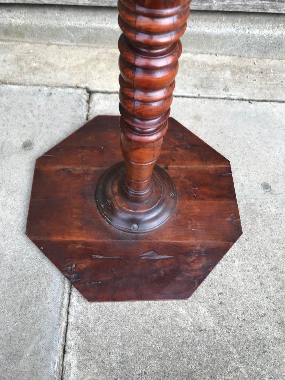 Antique Small Yew Wood Tripod Table/Kettle Stand photo vinterior
