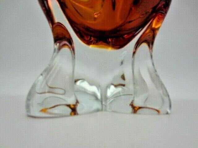 photo furniture Hand Crafted Chribska Art Glass Vase Pink And Amber Czech