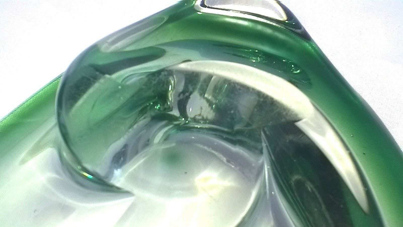 Val St Lambert "Green" Vintage Art Glass Sommerso Swirl Art Glass Bowl Signed photo buy