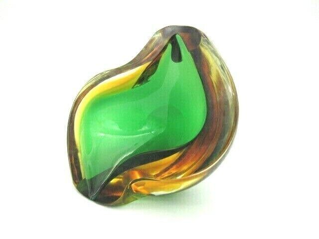 Xl Murano Archimede Seguso Space Age Sculpture Sommerso Green Amber Glass Geode photo furniture