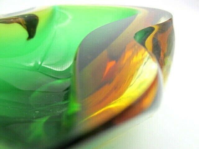 Xl Murano Archimede Seguso Space Age Sculpture Sommerso Green Amber Glass Geode photo buy