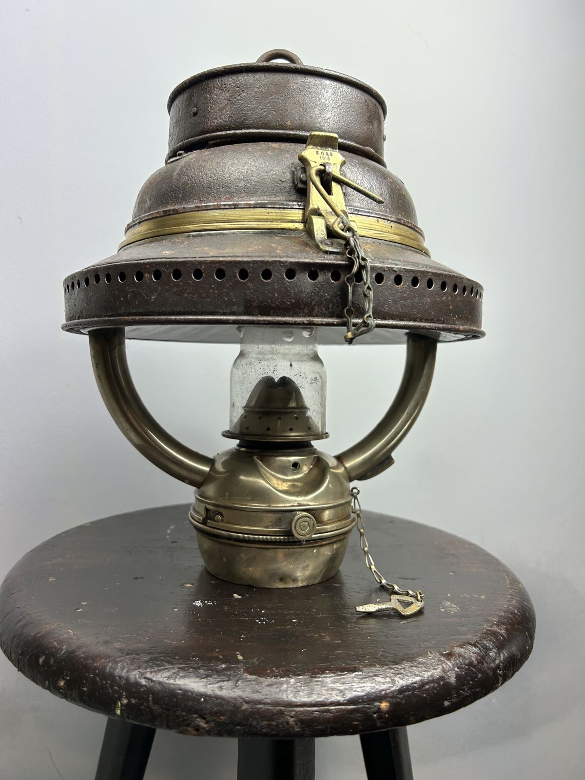 Antique Griffiths & Sons Uk Copper And Brass Oil Lantern , 1915 photo buy