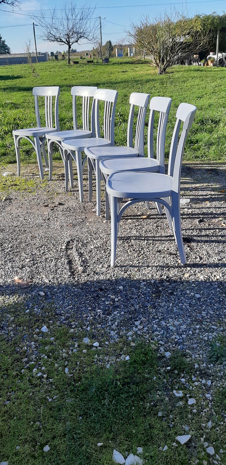 6 Thonet Bistro Chairs In Ceruse Wood Old Gray photo furniture
