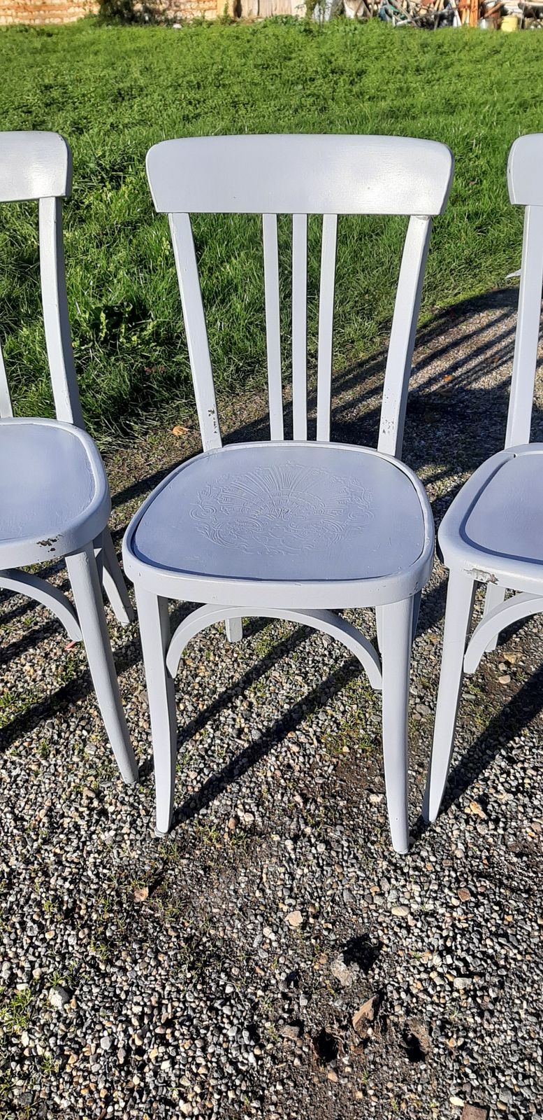 6 Thonet Bistro Chairs In Ceruse Wood Old Gray photo for sale