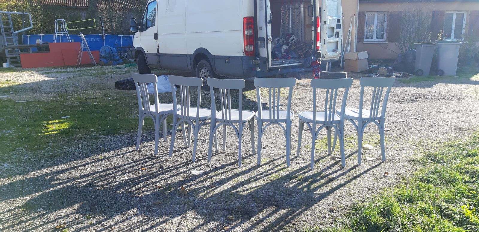 6 Thonet Bistro Chairs In Ceruse Wood Old Gray photo vinterior