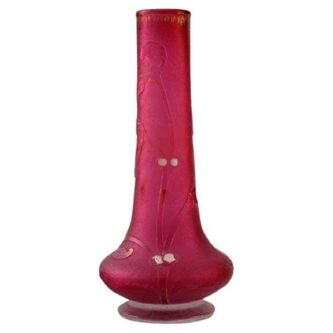 Daum Nancy France Art Nouveau Vase In Pink Mouth Blown Art Glass
