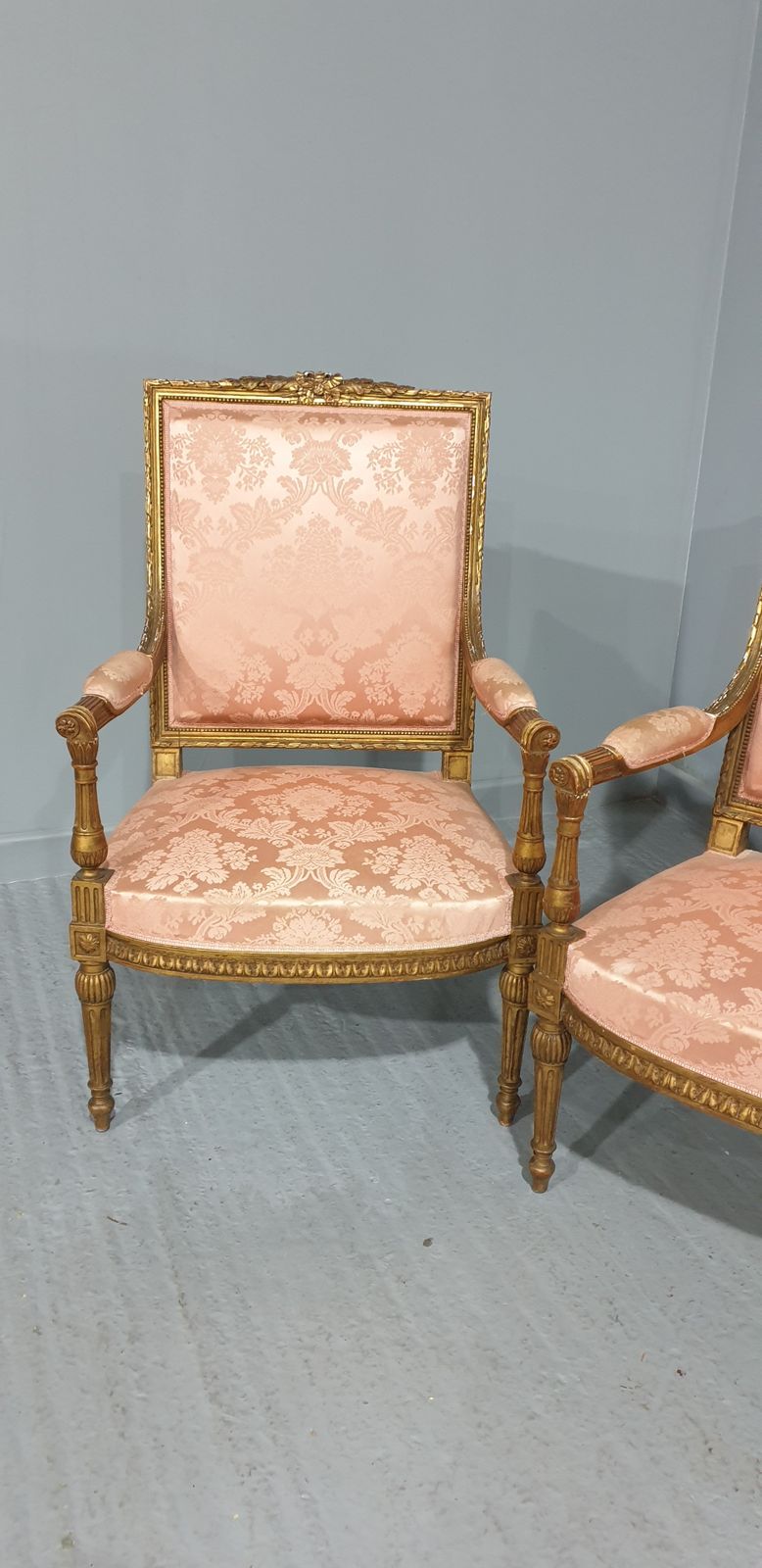 Superb Pair French Gilt Fauteuils Chairs photo for sale
