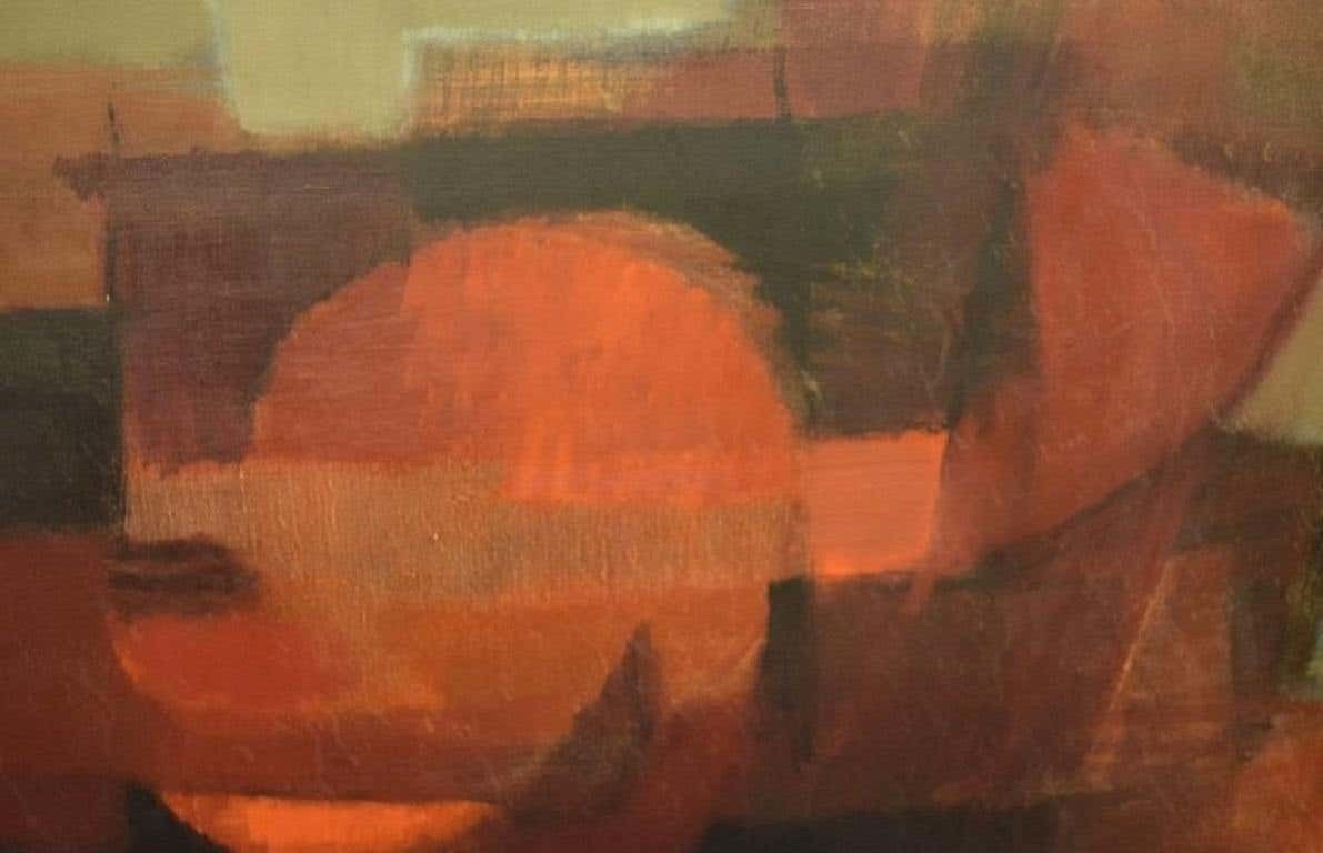 Helge Ernst '1916 1991', Oil On Canvas, Abstract Composition, 1970s photo vinterior