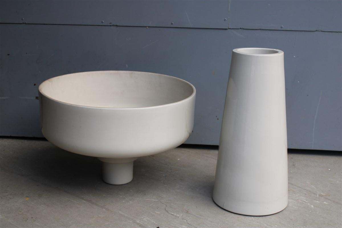 Angelo Mangiarotti White Porcelain Plant Holder For Brambrilla Brothers 1960s photo vinterior