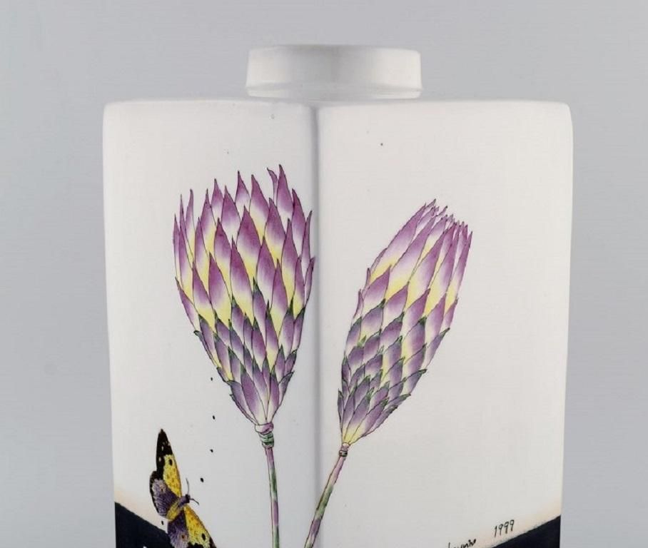 Fabienne Jouvin  Paris Unique Vase In Glazed Ceramics With Hand Painted Flowers photo Home Decor