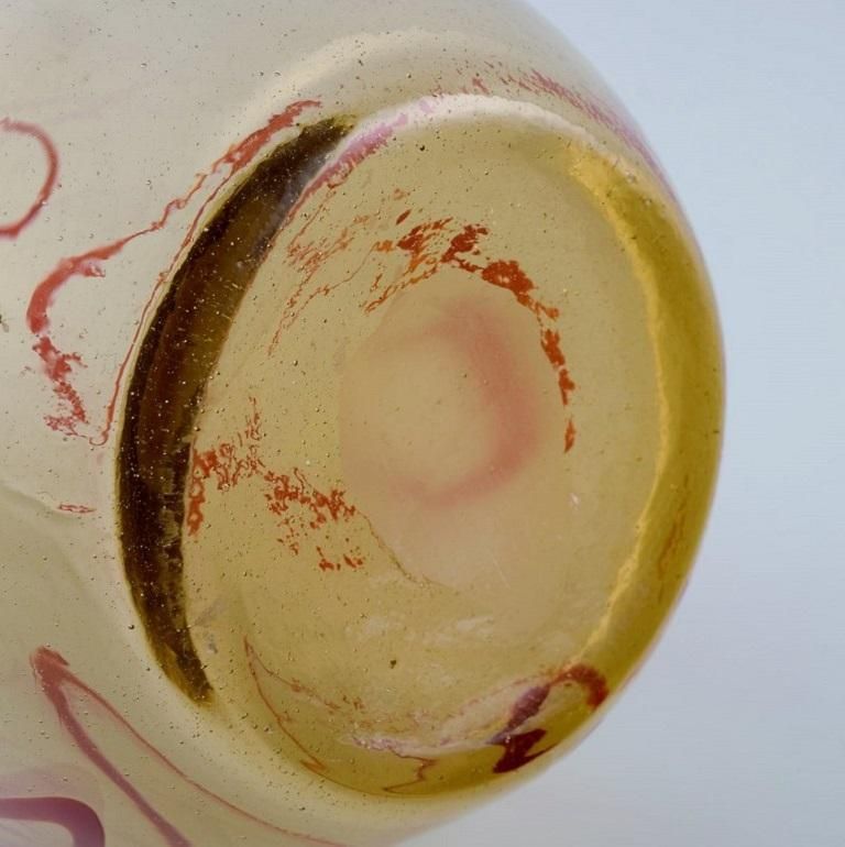 Large Murano Floor Vase In Smoky And Red Mouth Blown Art Glass photo vinterior