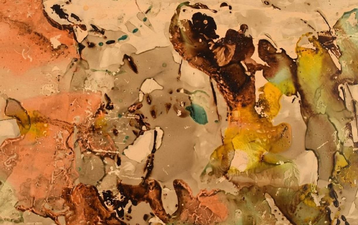 Elin Svipdag  Mixed Media On Board  By The Sea Dated 1970 photo furniture