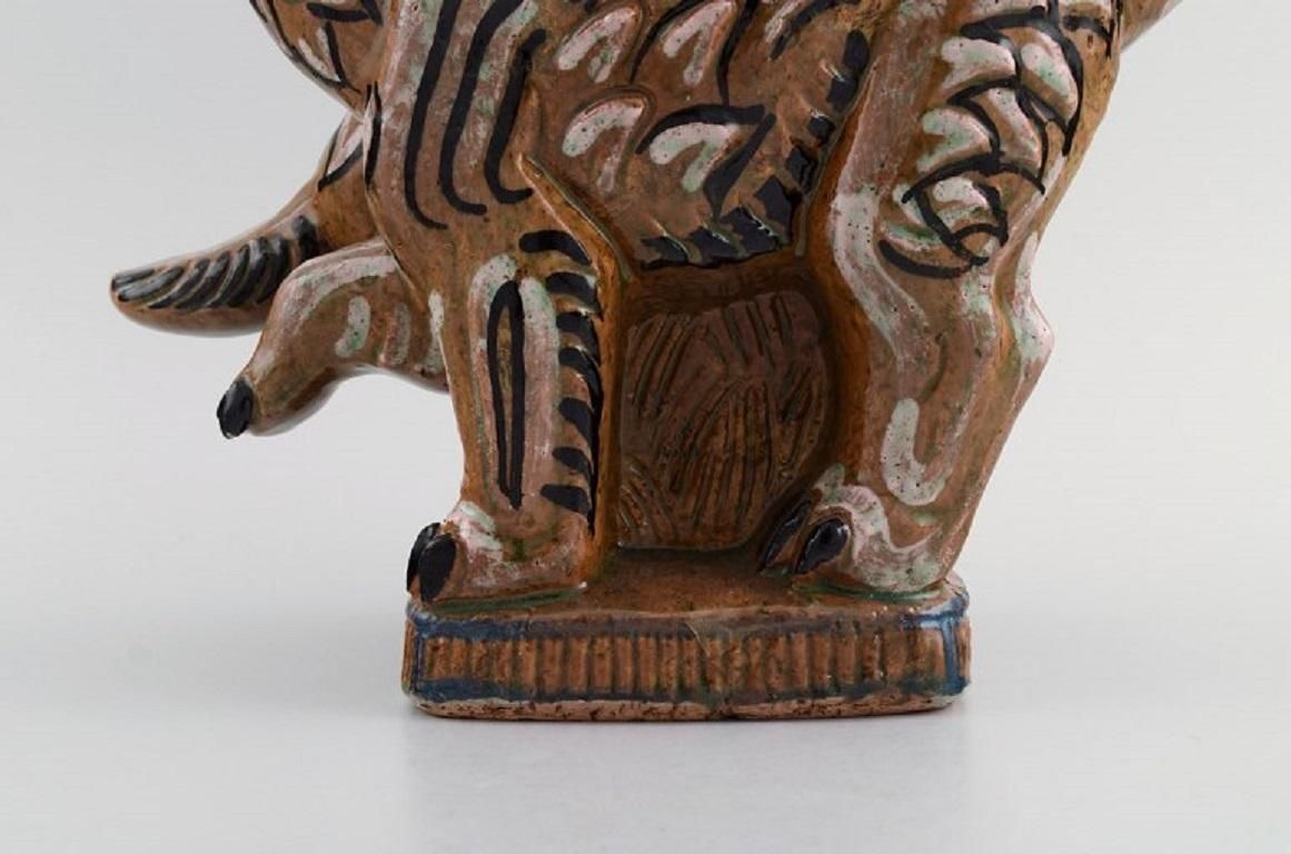 Helge Christoffersen, Denmark, Unique Figure In Stoneware, Cats photo for sale