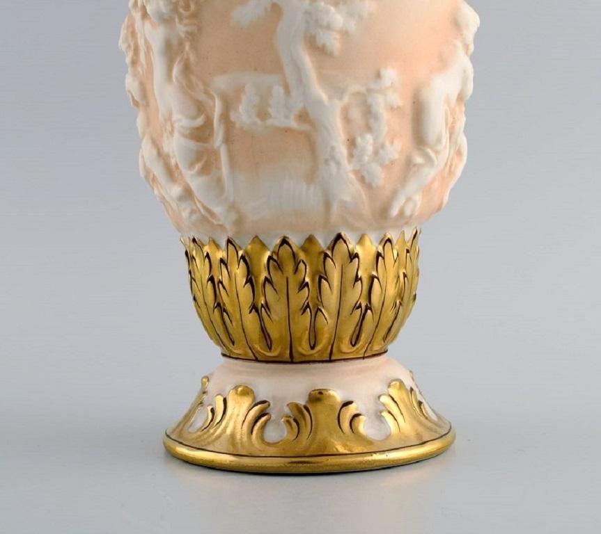 Capodimonte Italy Antique Porcelain Vase With Putti In Relief Early 20th C photo 330.0