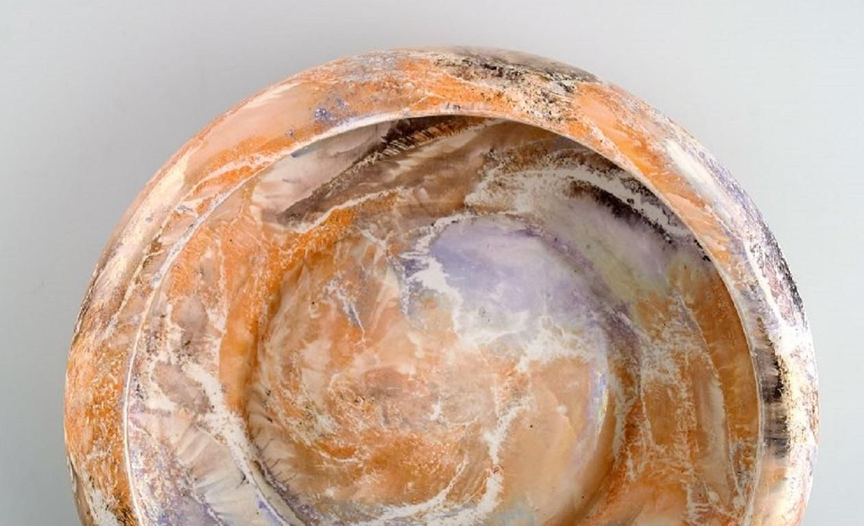 Arabia Finland Art Deco Bowl In Glazed Faience Beautiful Marbled Glaze 1920s photo vinterior