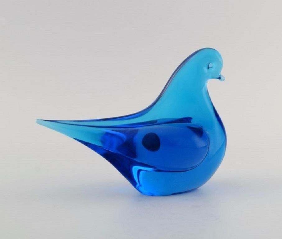 Ronneby, Sweden, Five Birds In Blue Mouth Blown Art Glass, 1970s photo 298.0