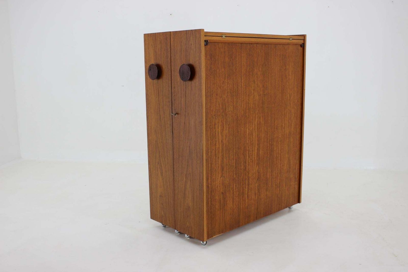 1960s Johannes Andersen Rare Teak Folding Bar Cabinet ,Denmark photo Furniture