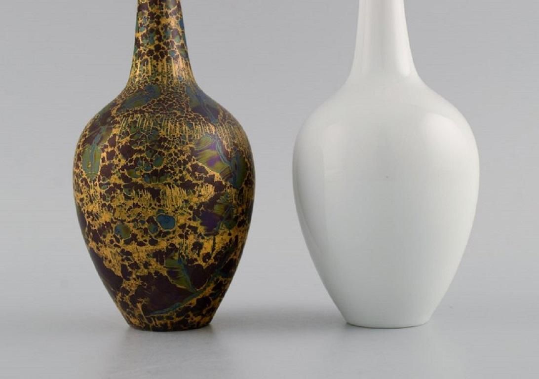 Two Rosenthal Porcelain Vases, Beautiful Marbled Gold Decoration, 1980s photo 331.0