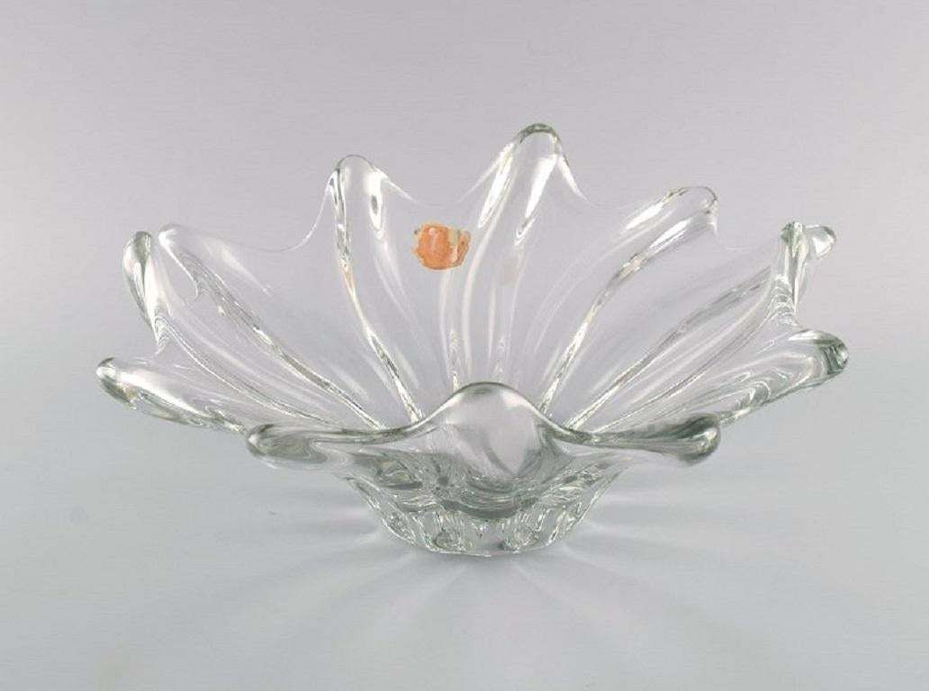 Muhr, France, Large Bowl In Clear Mouth Blown Art Glass With Wavy Edge, 1970s photo furniture